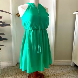 Mint green elastic waist dress
